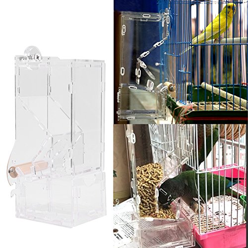  FILFEEL Automatic Bird Feeder, Acrylic Pet Birds Seeds Food Feeder Cage Toy Transparent Healthy Pet Simply Feed