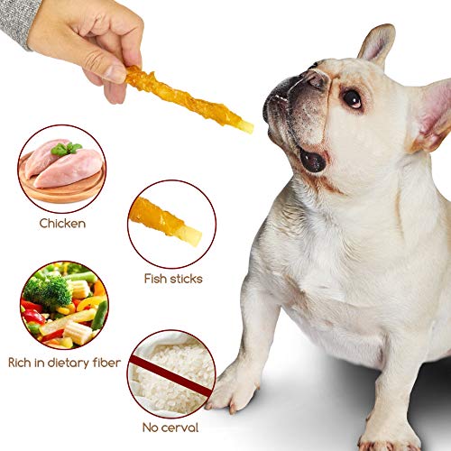  Jungle Calling Rawhide Free Healthy Treats For Dogs, Chicken Wrapped Cod Sticks Dog Treats, Soft Chewy Treats For Training Rewards, 11 Oz (Chicken)