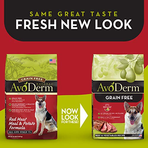  AvoDerm Natural Grain Free Beef & Vegetables Recipe All Life Stages Dry Dog Food 24 Lb