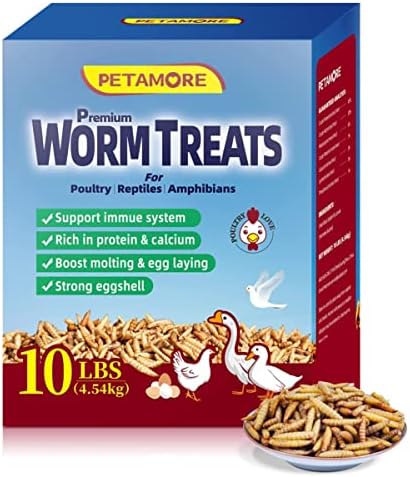  Petamore 10 Lbs Dried Grubs For Chicken -Alternative To Dried Mealworms-Dried Black Soldier Fly Larvae For Laying Hens Backyard Flock Party Poultry, Reptiles,Amphibian, Etc
