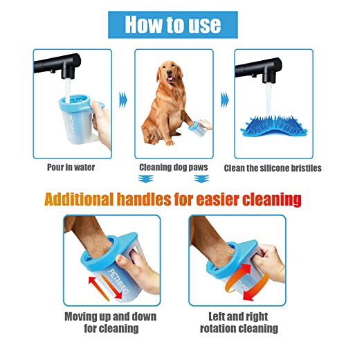  PETMIMIXD Dog Paw Cleaner For Dogs,Dog Paw Washer With Handle,Mudbuster Portable Pet Paw Cleaner, Medium, Blue