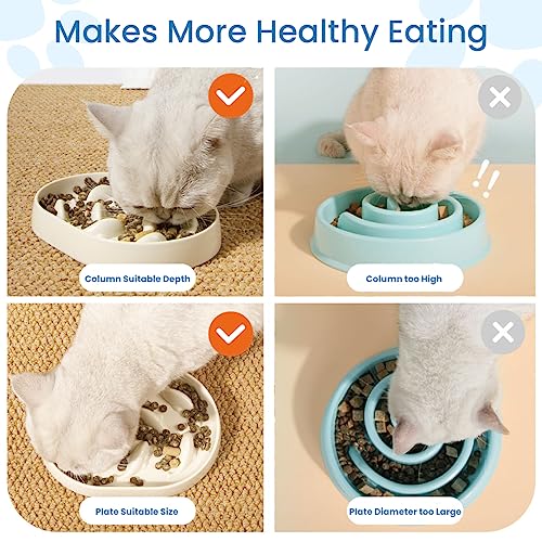  Gonalulu Slow Feed Dish For Cats And Small Dogs, Fish Pool Design Pet Slow Feeder With Higher Edges, Fun Interactive Cat Puzzle Feeder Healthy Eating Diet Made Of Safe And Quality Material(White+Oval)