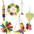  JYDQM 6Pcs Pet Parrot Toys Wooden Hanging Cage Toys For Parrots Bird Funny Hanging Standing Toy Pet Bird Training Supplies