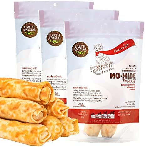  EARTH ANIMAL No Hide Medium Chicken Flavored Natural Rawhide Free Dog Chews Long Lasting Dog Chew Sticks | Dog Treats For Large Dogs | Great Dog Chews For Aggressive Chewers