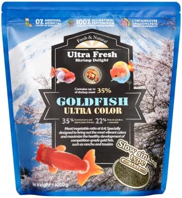  Ultra Fresh Sinking Goldfish Food, Color Enhancing, Balanced Diet, All Natural Ingredients, Clear Water Formula, Slow Sinking Gold Fish Pellets, Goldfish Ultra Color (4.6 Oz)