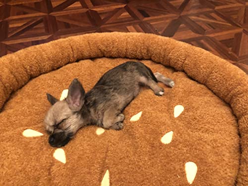  TONBO Soft Plush Small Cute And Cozy Food Dog Cat Bed, Washer And Dryer Friendly (Burger)