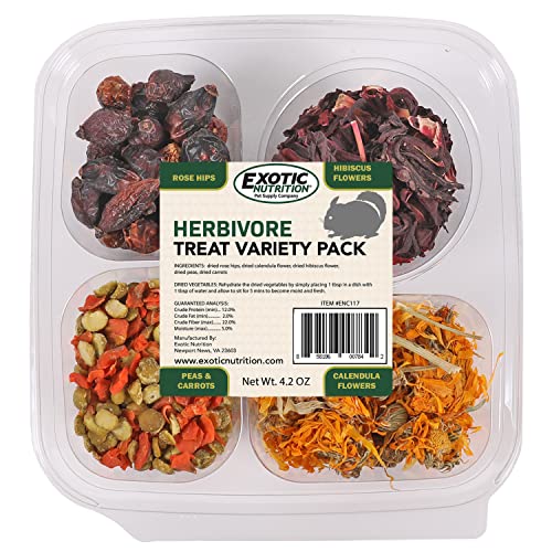  Herbivore Treat Variety Pack (9 Oz.) - Healthy Natural Treat Assortment - Dried Flowers & Vegetables - Guinea Pigs, Rabbits, Chinchillas, Squirrels, Hamsters, Prairie Dogs, Degus & Other Small Pets