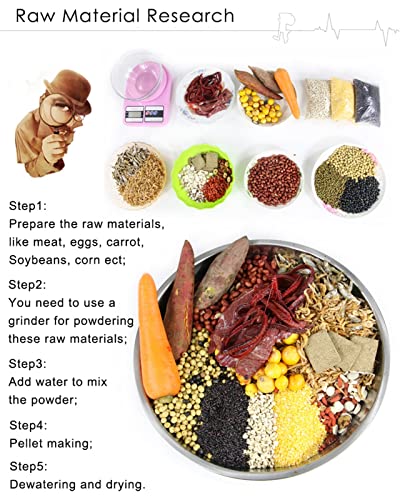  QCHIAN Manual Animal Feed Maker, Pet Dog Cat Feed Food Pellet Machine, Birds Fishing Bait Granulator Pelleter, 1.5/2.5/3/4/5/6/7/8/9/10mm Molds For Fish Parrot Chin Indigo Birds Larks Thrush