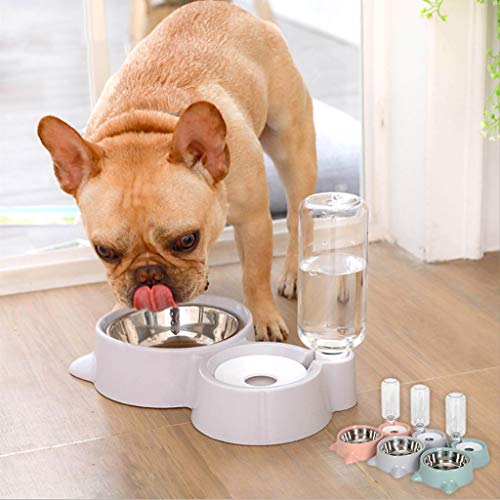  Fanct Pet Dog Cat Bowl With Water Dispenser, Anti-Skid Automatic Feeder Double Bowl Non Wet Mouth Pet Food Dish