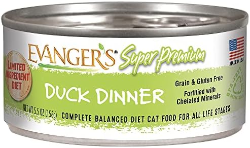 Evanger's Super Premium Duck Dinner For Cats, 24 X 5.5 Oz Cans