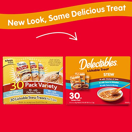  Hartz Delectables Stew Lickable Wet Cat Treats For Adult & Senior Cats, Variety Pack, 30 Count