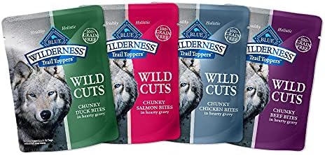  Blue Buffalo Wilderness Trail Toppers Wild Cuts High Protein, Natural Wet Dog Food Variety Pack, Chicken And Beef Bites, 3-oz Pouch, 12 Count