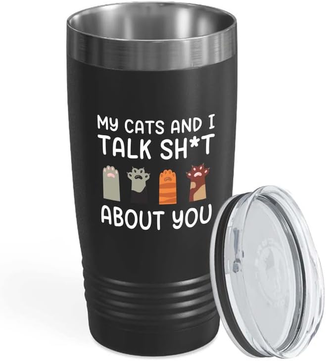  Cat Owner Black Tumbler 20oz - Find Your Body - Cat Women Fun Cat Parents Stuff Lady Paws Pet Dad Gifts