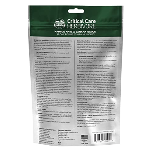  Oxbow Animal Health Critical Care, Herbivore, Apple-Banana Flavor, 454 Gram Bag, 1-lbs (70105)