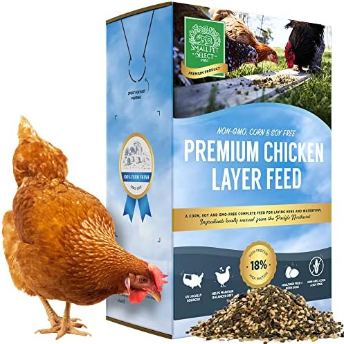 Small Pet Select Chicken Layer Feed Pellets | 18% Protein Level | Corn-Free, Soy-Free, Non-GMO | All Natural US Locally Sourced Ingredients | 40lb