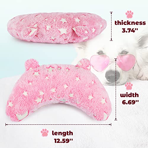  POMESEA Pet Pillow For Dogs, Glow In The Dark Soft Dog Neck Pillow, U-Shaped Pillow For Cat And Dog, Machine Washable Pet Calming Toy, Joint Relief Sleeping Improve For Pets (Pink)