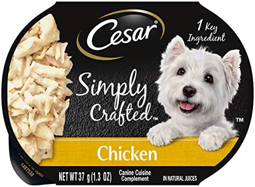  CESAR Simply Crafted Adult Wet Dog Food Meal Topper, Chicken, (10) 1.3 Oz. Tubs