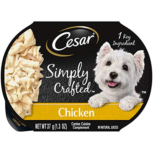  CESAR Simply Crafted Adult Wet Dog Food Meal Topper, Chicken, (10) 1.3 Oz. Tubs
