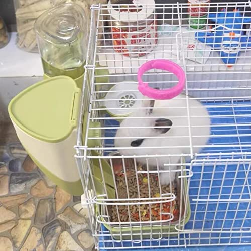  MUYG Rabbit Hanging Automatic Feeder Pets Food Bowl For Cages Pet Cage Gravity Feeder Bunny Removable​ Food Dispense For Small Animals Puppies Chinchilla (Green)