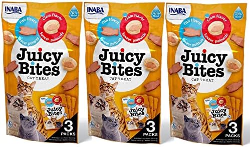  INABA Juicy Bites Grain-Free, Soft, Moist, Chewy Cat Treats With Vitamin E And Green Tea Extract, 0.4 Ounces Per Pouch, 15 Pouches (3 Per Pouch), 5 Flavor Variety Pack