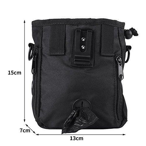  FILFEEL Pet Treat Bag Dog Obedience Training Waist Pouch Food Snack Small Items Hands-Free Storage Bags Carry-All Treat Bags For Pet Puppy Training Travel Doggie Walking(Black)
