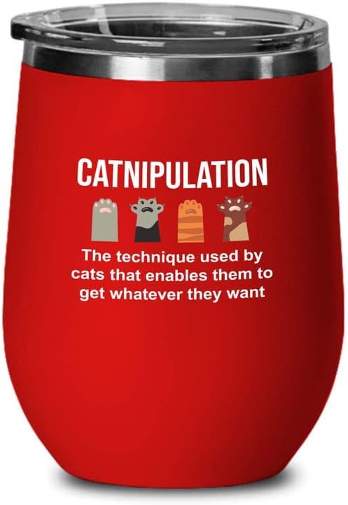  Flairy Land Cat Lady Black Wine Tumbler 12oz - Catnipulation Defiition -Cat Funny Gifts Cat Mom Cat Grandma Pet Paw Kitten Whiskers Cat Lovers Feline Cat Person Cat Rescuer