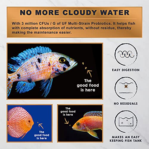  Ultra Fresh Tropical Fish Food, Wild Sword Prawn, Natural Color Enhancement, Slow Sinking Pellet For Discus, Angelfish, Medium Sized Cichlids And Fish, Tropical Excellent Bits 4.6 Oz
