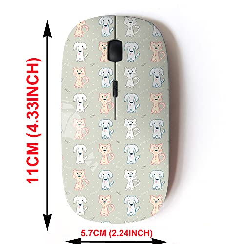  2.4G Wireless Mouse With Cute Pattern Design For All Laptops And Desktops With Nano Receiver - Cute Dogs Cats Pet Food