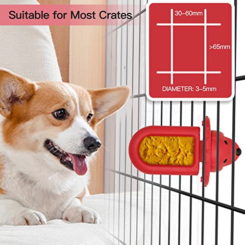  Dog Crate Training Tool, Dog Training Aid For Secures To Crate Peanut Butter Toy, Dog Kennel Therapy Training Slow Feeder Toy For Reduces Anxiety, Dog Crate Toy(Red)