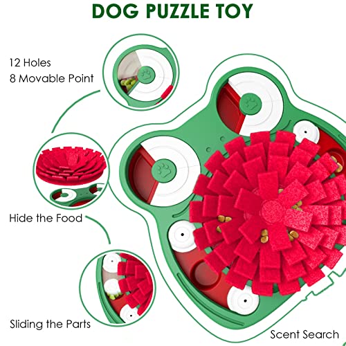  Lalolee Dog Puzzle Toys, 3-in-1 Dog Puzzles With Licking Pad And Slow Food, Stress Relief Interactive Dog Toy For Feeding (Green)