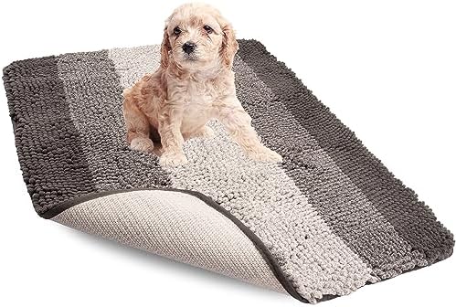  LeashBoss - Brown Bathroom Rugs, Extra Large Bathmat - Soft, Absorbent, Thick, Non-Slip Microfiber Bath Mat For Bathrooms, Showers, Tubs, And Doorways For Dogs Muddy Paws Machine Washable (34.5 X 24)