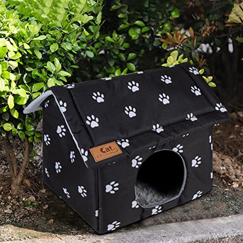 Cat House Dog House,Pet Outdoor Cat House Weatherproof Cat Kennel House Feral Cat House Pet Shelter Semi-Closed Dog Cave Tent Cottage For Pet Warm Cat House In Winter (Color : M)