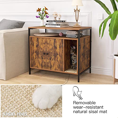  Pshelfy Litter Box Enclosure, Modern Cat Litter Box Furniture Hidden, Wooden Cat Washroom Storage Bench, Hidden Cat Litter Cabinet, For Living Room, Bedroom, Entrance Hallway, Rustic Brown