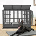  48 Inch Heavy Duty Dog Crate Dog Cage, High Anxiety Indestructible Dog Crate, Metal Kennels And Crates For Large Dogs, Open Top Door Stackable Pet Playpen Cage W/Floor Grid, XXL Dog Crate (Silver)