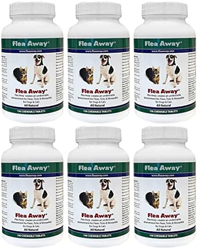  Flea Away All Natural Supplement For Fleas, Ticks, And Mosquitos Prevention For Dogs And Cats, 100 Chewable Treat Tablets, Single