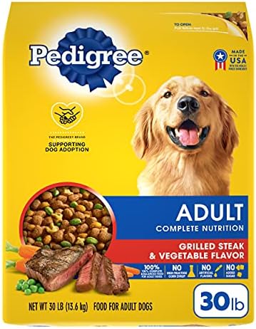  Pedigree Complete Nutrition Adult Dry Dog Food Grilled Steak & Vegetable Flavor Dog Kibble, 18 Lb. Bag