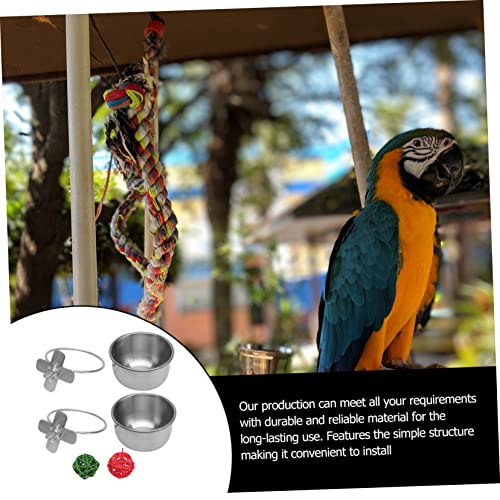  1 Set Cat Stainless Rattan Water Animal Birds Guinea Coop Crate Color And Hanging Bowls Pet Toy Fun Ball For Play Sturdy Rat Holder Bird With Puppy Feeder Bowl Dog Pigs Cups