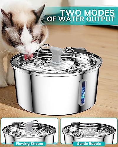  Petnimal Cat Water Fountain, 108oz/3.2L Stainless Steel Cat Fountain Water Bowl, Quiet Electric Automatic Pet Water Fountain With Silicone Mat, Water Fountain For Cats Inside For Cats Dogs Pets