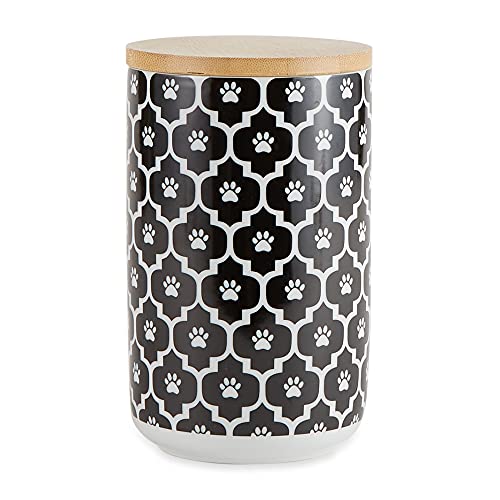  Bone Dry Lattice Collection Pet Bowl & Canister, Treat Canister, 4x6.5 Inches, Black