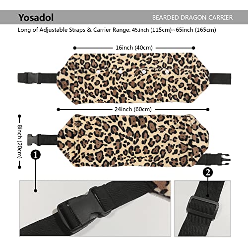  Bearded Dragon Leash & Leopard Pattern Carrier, Lizard Adjustable Harness With Leather Wings And Sling Bag, With Beardie's Leopard Pattern Coat, Reptile Small Pet Batwing Accessories For Outdoor