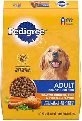  Pedigree Complete Nutrition Adult Dry Dog Food Roasted Chicken, Rice & Vegetable Flavor Dog Kibble, 40 Lb. Bag