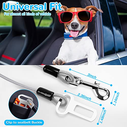  Dog Car Harness Seat Belt Restraint, No Chew Heavy Duty Pets Seatbelt For Car/SUV/Truck, Coated Steel Rope To Prevent Chewing