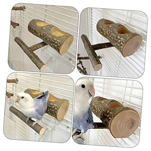  EVANEM Parrot Feeder Parakeet Perch Bird Accessories Budgie Wood Pigeon Perch Bird Feeder Pigeon Rest Stand Bird Food Container Parrot Feeder Bowl Multifunctional Pigeon Feeder Wooden