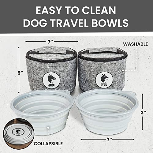  Top Dog Pet Gear Grey Dog Travel Bag For Supplies - Includes Travel Bag, Travel Dog Bowls, Food Storage - Airline Approved Dog Bags For Traveling - Dog Travel Accessories For Camping, Beach