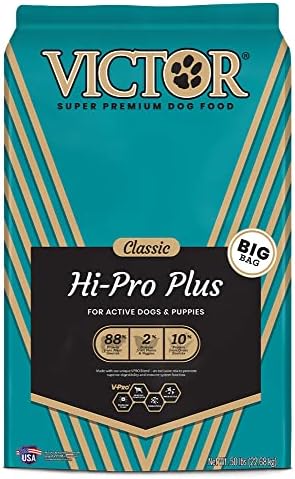  VICTOR Super Premium Dog Food – Hi-Pro Plus Dry Dog Food – 30% Protein, Gluten Free - For High Energy And Active Dogs & Puppies, 50lbs