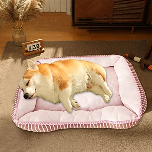  BLMIEDE Summer Mat For Dogs Cats Pet Self Mat Soft Rectangle Washable Bed Cushion For Small Medium Large Breed Slow Cat Feeder Small (B, One Size)