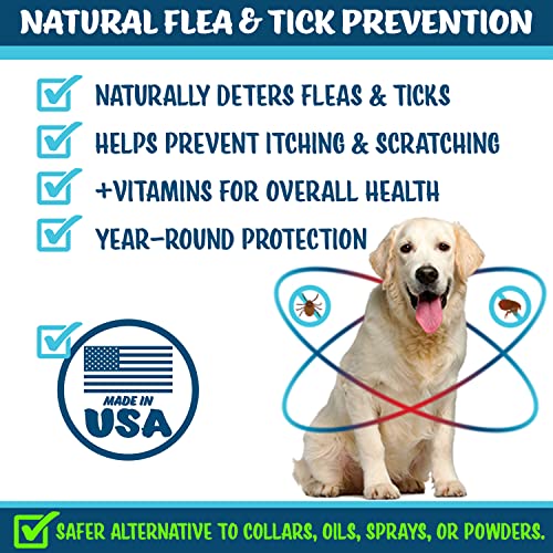  Texas Pet Company Flea Defender Flea And Tick Prevention For Dogs, Chewables For Large To Small Dogs, Natural Bacon Flavor Flea & Tick Control Treats For Dogs Soft Chew Supplement, Made In The USA.