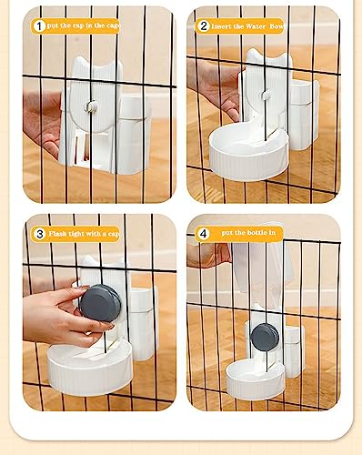  Misyue Hanging Automatic Food Water Dispenser Guinea Pig Water Bottle No Drip,Gravity Rabbit Feeder And Water Dispenser Set,Rabbit Water Bottle For Bunny Chinchilla, Hedgehog Ferret