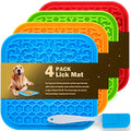  4 Pack Lick Mat For Dogs, Dog Slow Feeder Dowl Mat For Bathing Grooming Nailing Trimming, Food-Grade, Non-Toxic, Licking Pad For Dogs And Cats, Puzzle Feeding Mat For Pets