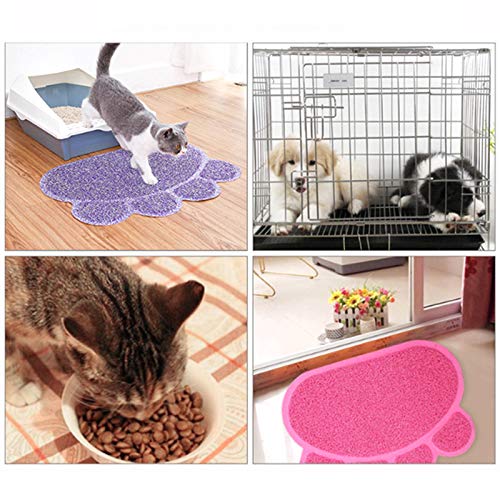  QCUTEP Pet Feeding Mat, Pet Litter Mat PVC Non-Slip Litter Tray Mat Waterproof Claw-Printed Pet Litter Pads For Cats Dogs And Puppies 40 X 30cm